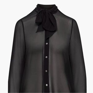 Aritzia Wilfred black mesh sheer Harvest Blouse